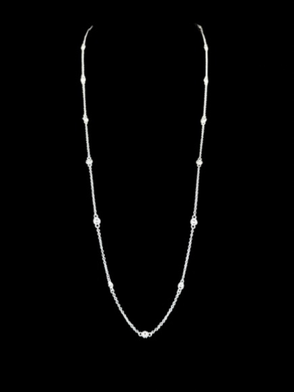Vintage Judith Ripka 925 Diamonique By The Yard Station Necklace 36” Layering